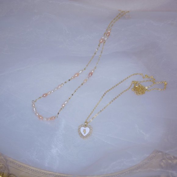 NEW 14K Gold Plated Pearl Heart Layered Necklace - Picture 5 of 7
